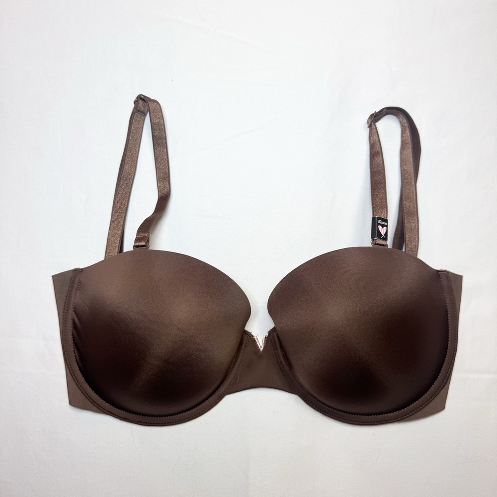 Victorias Secret 32DDD Bare Illusions Smooth Uplift Strapless Bra Multiway Brown